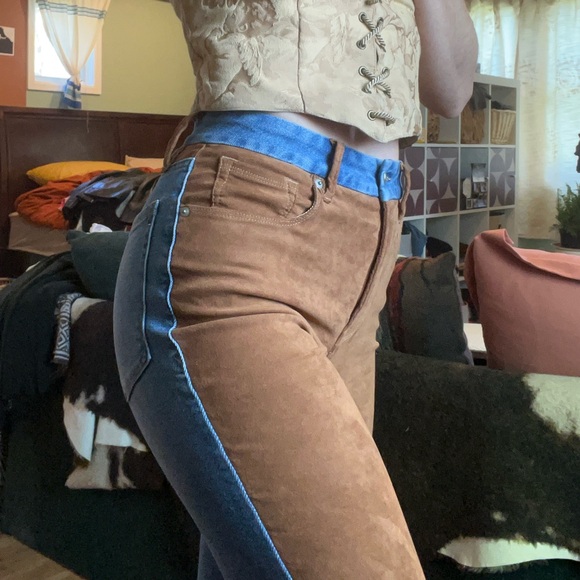 Good American Icon Suede Mixing Jeans 26-29W 30L Cowboy Country Rodeo Vibes - Picture 11 of 14